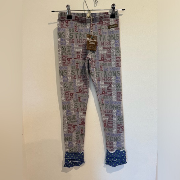 NEW NWT Matilda Jane Girls Gray Wise Words Ruffle Scribble Leggings Pants Size 8 - Picture 2 of 10
